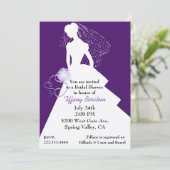 Paarse en witte stijlvolle bride Shower Uitnodigin Kaart (Staand voorkant)