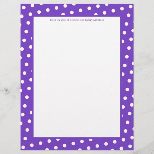 Paarse en witte Stippen Stationery met Handtekenin (Voorkant)