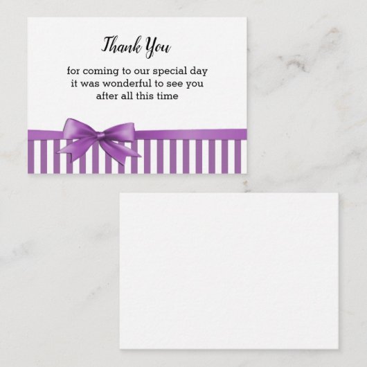 Paarse en witte streep dank u kaarten notitiekaartje (Voorkant / Achterkant)