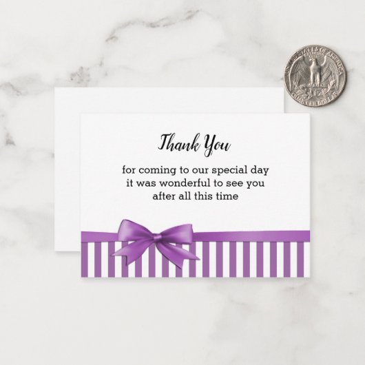 Paarse en witte streep dank u kaarten notitiekaartje (Voorkant / Achterkant in situ)