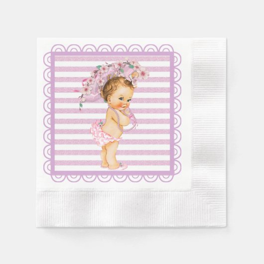 Paarse en witte streep kersenbloesem servet (Voorkant)