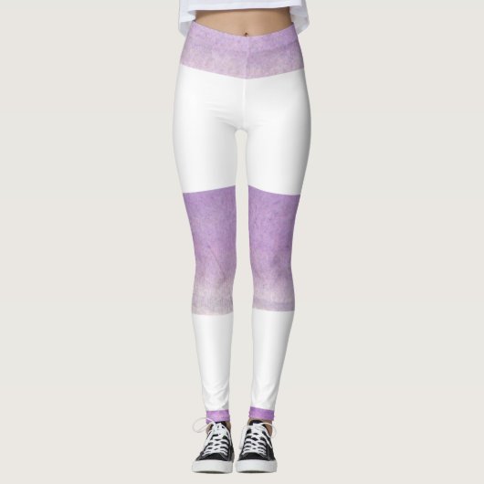 Paarse en witte streep leggings (Voorkant)