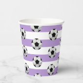 Paarse en Witte Streep Voetbal Papieren beker (Links)