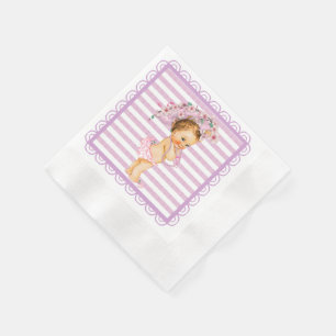 Paarse en witte strepe Cherry Blossom Servet