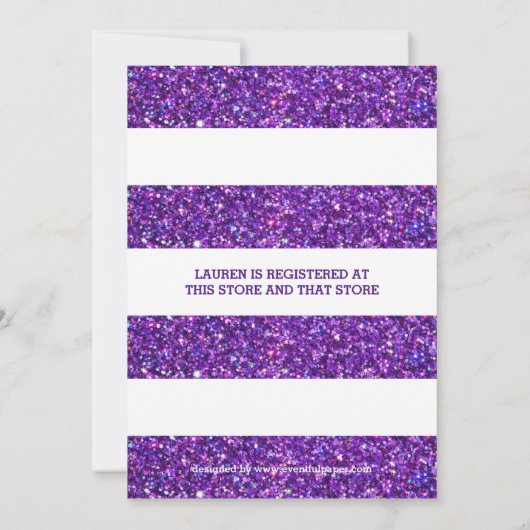 Paarse en witte strepen - Bachelorette-uitnodiging Kaart (Achterkant)