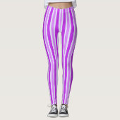 Paarse en witte strepen leggings (Voorkant)