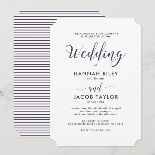 Paarse en witte strepen met kalligrafie kaart (Voorkant / Achterkant)