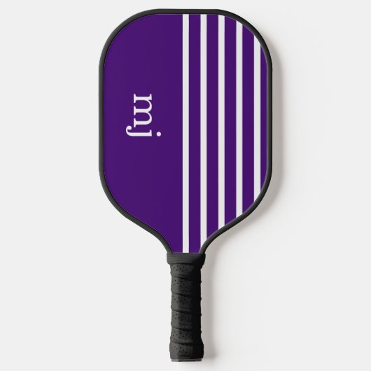 Paarse en witte strepen met monogram pickleball paddle (Voorkant)