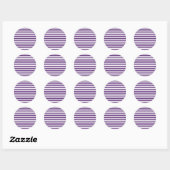 Paarse en witte strepen ronde sticker (Vel)