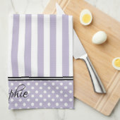 Paarse en witte strepen Stippen Theedoek (Quarter Fold)