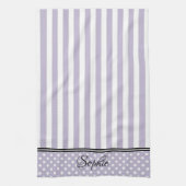 Paarse en witte strepen Stippen Theedoek (Verticaal)