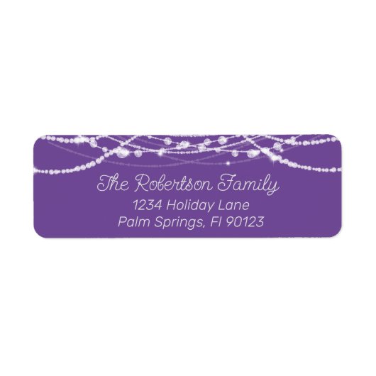 Paarse en witte String Lights Retouradres Etiket (Voorkant)