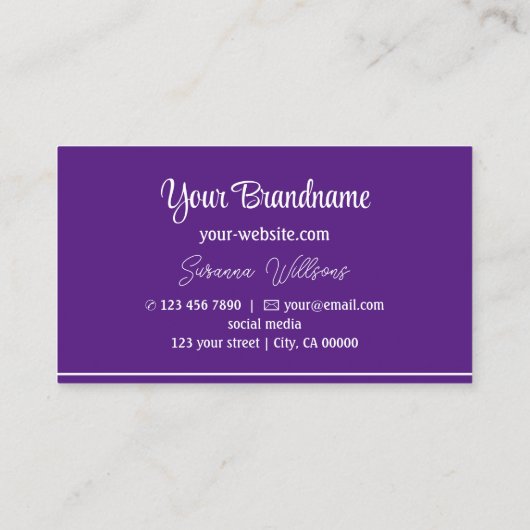Paarse en witte stripjes, stijlvol visitekaartje (Achterkant)