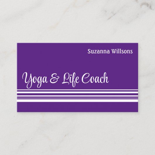 Paarse en witte stripjes, stijlvol visitekaartje (Voorkant)