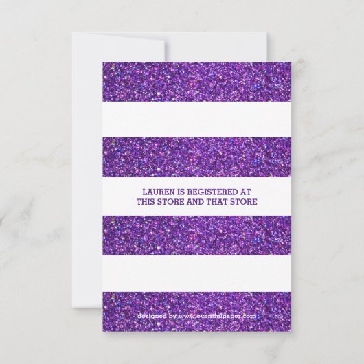 Paarse en witte strips-3x5 Bachelorette-uitnodigin Kaart (Achterkant)