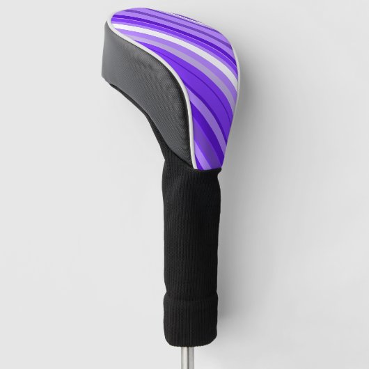 Paarse en witte strips golfheadcover (Schuin)