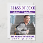 Paarse en Witte Student Athlete Graduation Party Kaart (Achterkant)