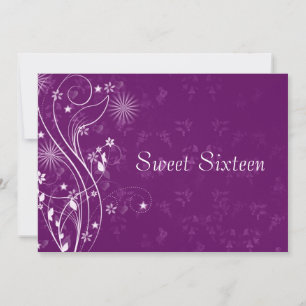 Paarse en Witte Sweet Sixteen Uitnodiging
