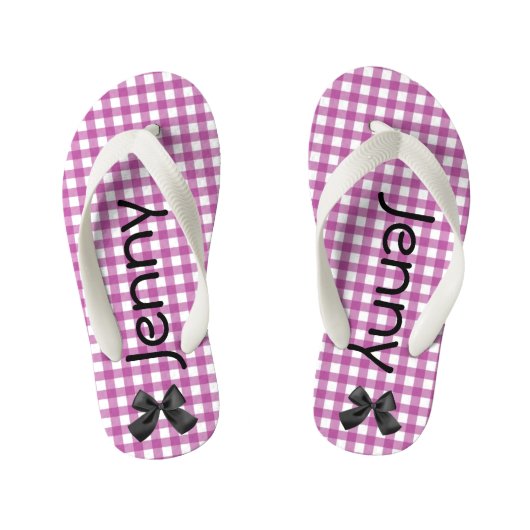 Paarse en witte Teenslippers van Gingham Girls (Voetbed)