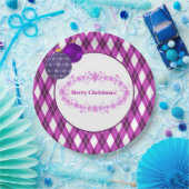 Paarse en witte thema Vrolijk kerstfeest Papieren Bordje (Feest)