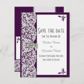 Paarse en witte traditionele kant met uitzondering aankondigingskaart (Voorkant / Achterkant)