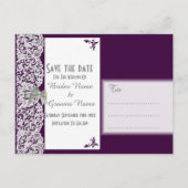 Paarse en witte traditionele kant met uitzondering aankondigingskaart (Achterkant)