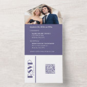 Paarse en witte trouwringen- all in one uitnodiging (Binnen)