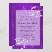 Paarse en witte trouwuitnodiging kaart (Voorkant / Achterkant)
