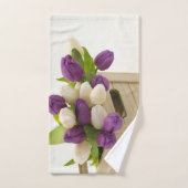 Paarse en Witte Tulp Bad Handdoeken (Handdoek)