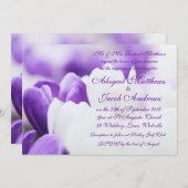 Paarse en witte Tulp Flowers Weddenschap Kaart (Voorkant / Achterkant)