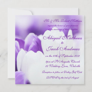 Paarse en witte Tulp Flowers - Weddenschap Kaart