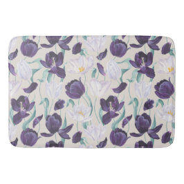 Paarse en Witte Tulpen Aangepaste achtergrond Bath Badmat