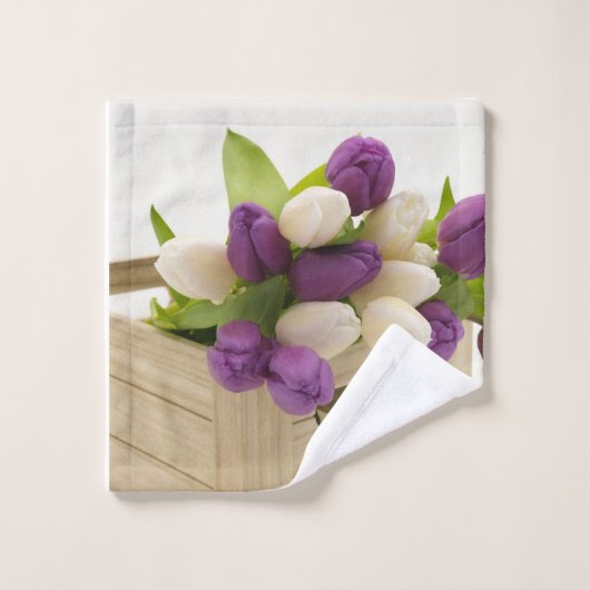 Paarse en witte Tulps - badhanddoeken Bad Handdoek (Wasdoekje)