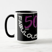 Paarse en witte typografie 50 en Fabulous Birthday Mok (Links)