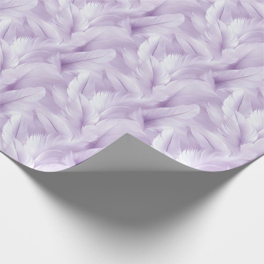 Paarse en Witte Veer Patroon Bruid Cadeaupapier (Hoek)