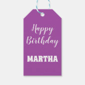 Paarse en witte verjaardag cadeaulabel (Voorkant)