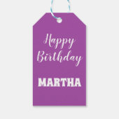 Paarse en witte verjaardag cadeaulabel (Achterkant)