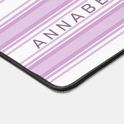 Paarse en witte verticale strepen aangepaste naam bureaumat (Hoek)