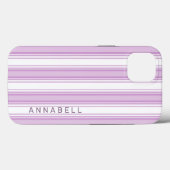Paarse en witte verticale strepen aangepaste naam Case-Mate iPhone case (Achterkant (horizontaal))
