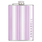 Paarse en witte verticale strepen aangepaste naam heupfles (Voorkant)