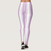 Paarse en witte verticale strepen aangepaste naam leggings (Achterkant)