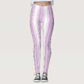 Paarse en witte verticale strepen aangepaste naam leggings (Voorkant)