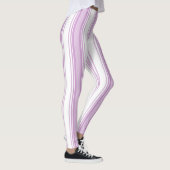 Paarse en witte verticale strepen aangepaste naam leggings (Rechts)
