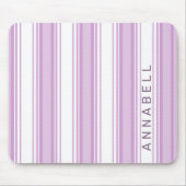 Paarse en witte verticale strepen aangepaste naam muismat (Voorkant)