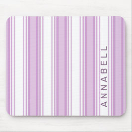 Paarse en witte verticale strepen aangepaste naam muismat
