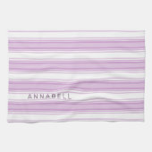 Paarse en witte verticale strepen aangepaste naam theedoek (Horizontaal)