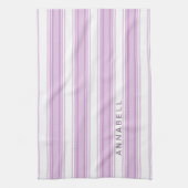 Paarse en witte verticale strepen aangepaste naam theedoek (Verticaal)