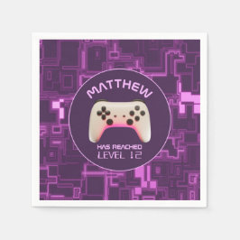 Paarse en witte video game controller servet