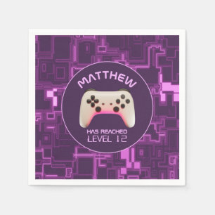 Paarse en witte video game controller servet