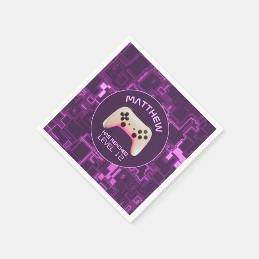 Paarse en witte video game controller servet (Hoek)